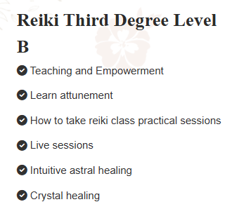 Reiki Third Degree Level B